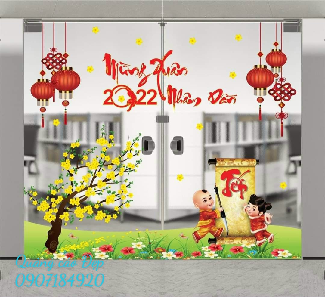 Trang Trí Tết Cửa Kính dán decal