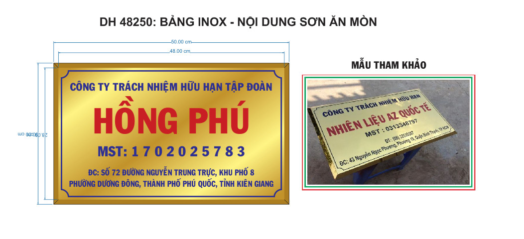 Bảng Tên Công Ty inox