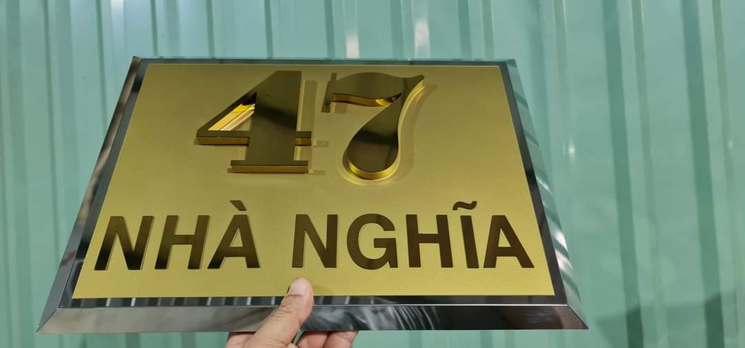 Bảng số nhà inox vàng 304