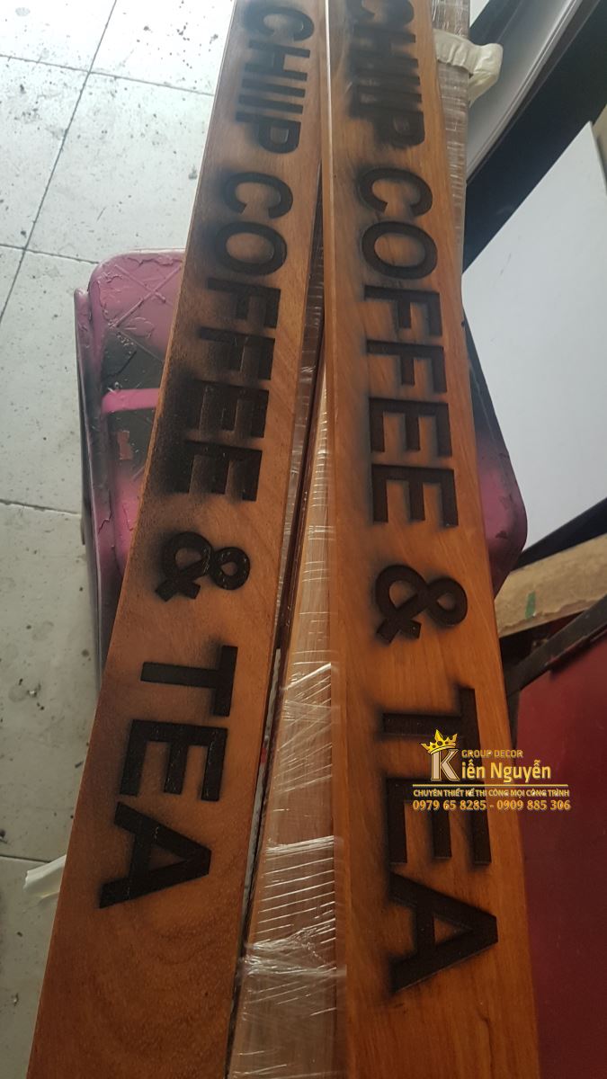 Gia công khắc gỗ trang trí laser - tay nắm cửa tea - coffee