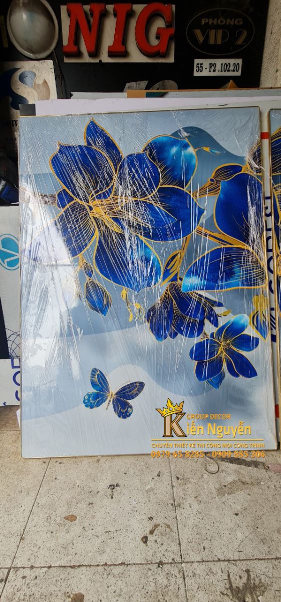 Tranh hoa phong cảnh Uv cán bóng Gương