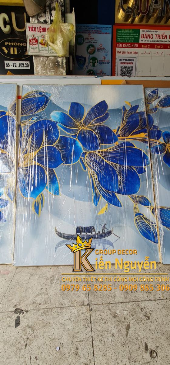 Tranh hoa phong cảnh Uv cán bóng Gương