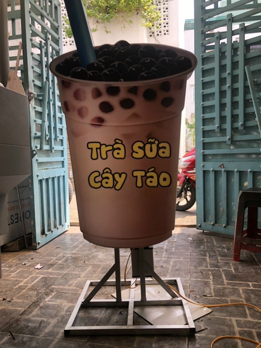 Bảng hộp đèn Ly Trà Sữa Cây Táo