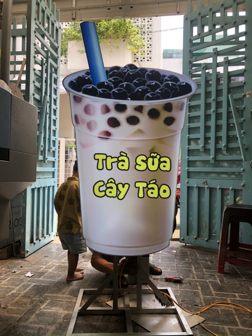 Bảng hộp đèn Ly Trà Sữa Cây Táo