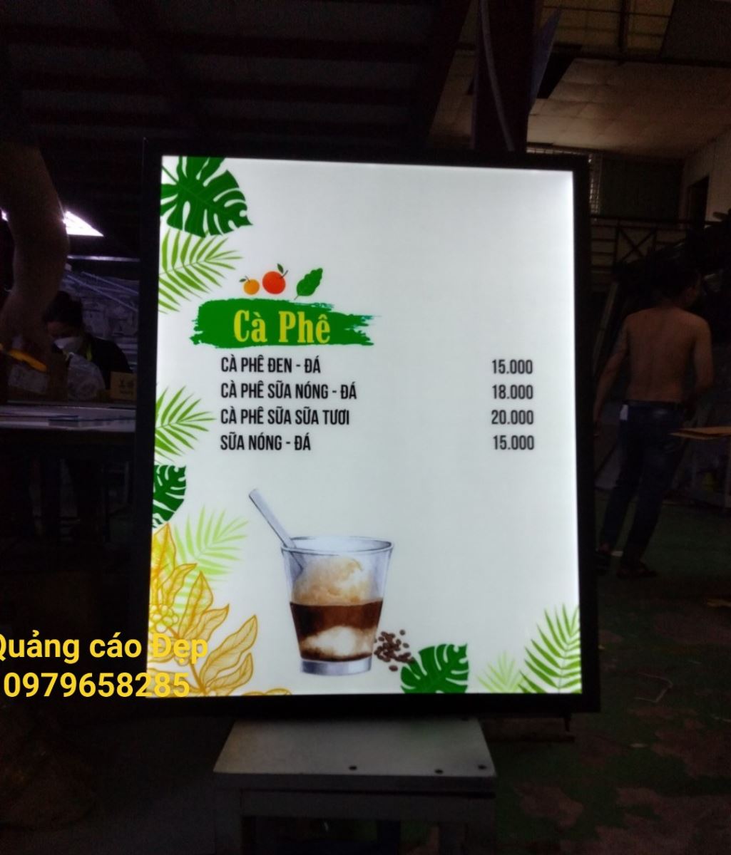 Hộp Đèn led Menu nước siêu mỏng