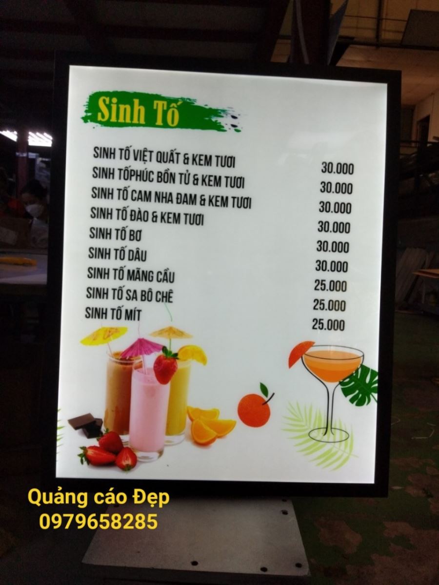 Hộp Đèn led Menu nước siêu mỏng