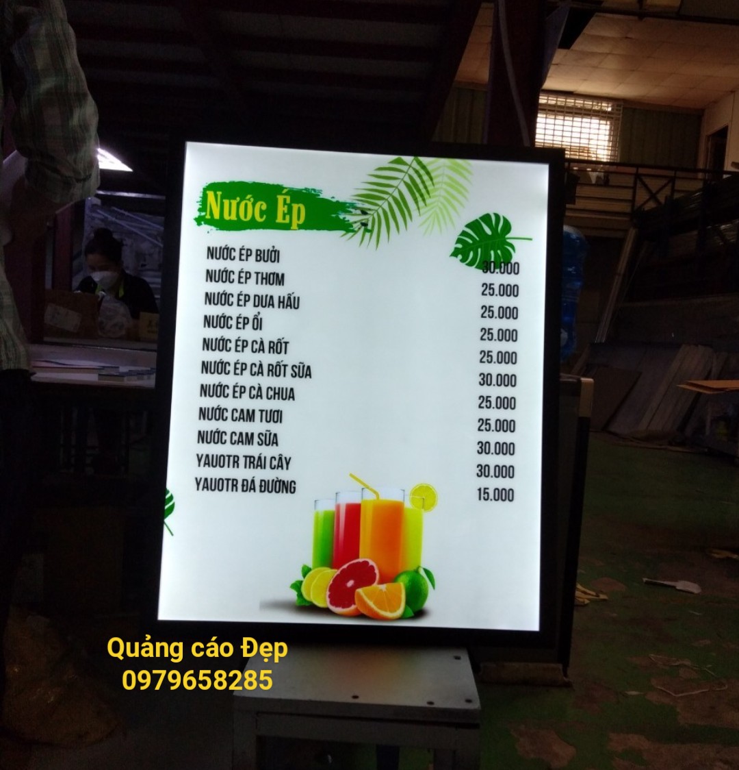 Hộp Đèn led Menu nước siêu mỏng