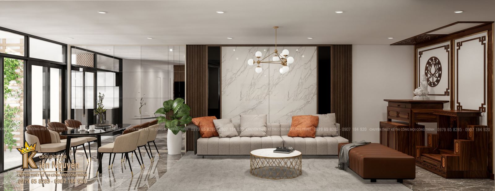 Nội thất phòng  khách căn hộ mẫu 001