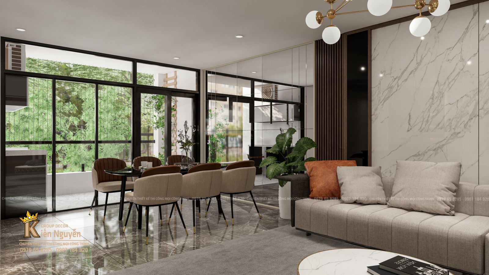 Nội thất phòng  khách căn hộ mẫu 001