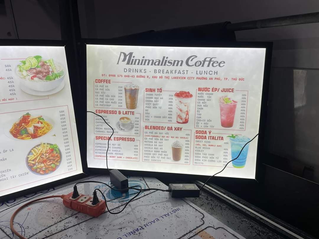 Bảng đèn mica menu để bàn siêu mỏng