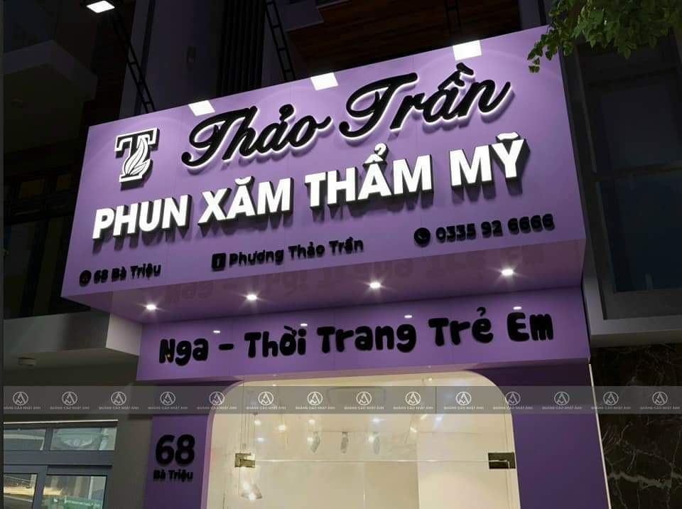 Bảng hiệu Alu màu Tím đẹp PHUN XĂM THẨM MỸ