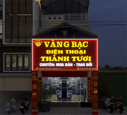 bảng hiệu Vàng bạc Điện Thoại Thảnh Tươi