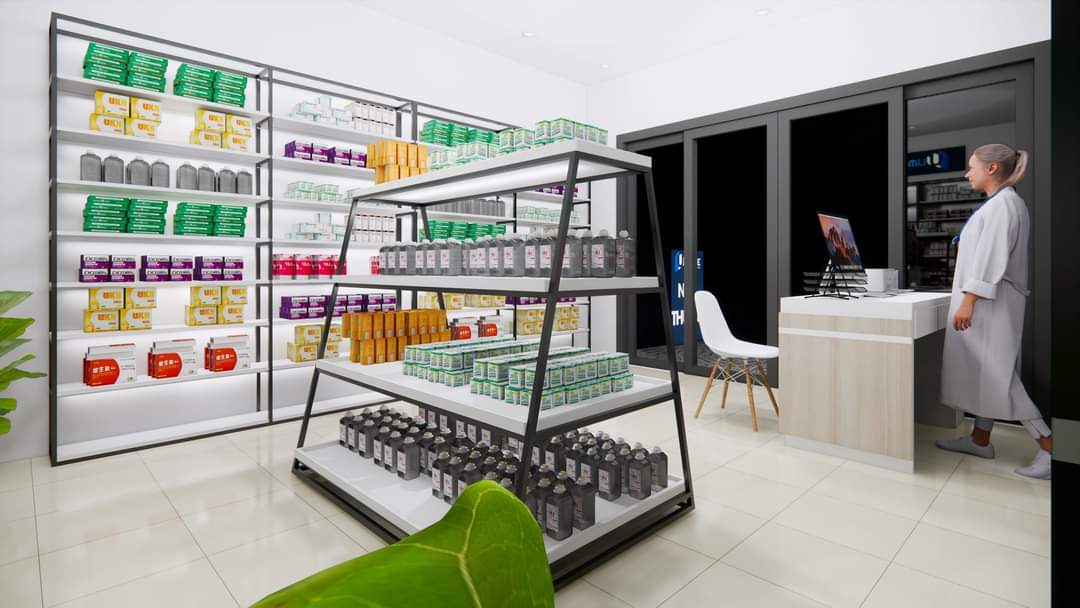 mẫu kệ sắt nhà thuốc tây